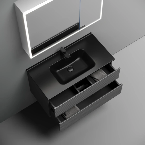 Тумба без раковины подвесная 90 см Sancos Folk FL90GS темно-серый матовый 