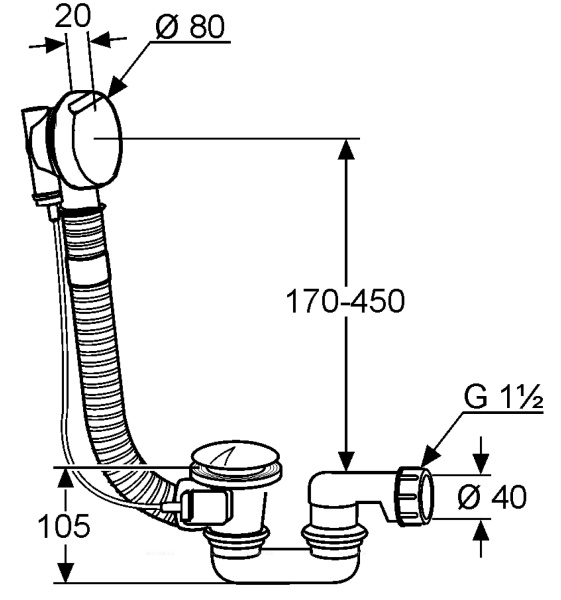 Слив-перелив для ванны Kludi Rotexa 2140705-00