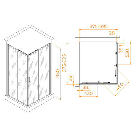 Душевой уголок (100х90) RGW Passage PA-246B 030824690-14 прозрачное