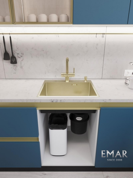 Кухонная мойка (56х50) EMAR EMB-560(TOP) PVD Matt Gold