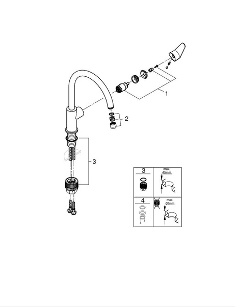 Смеситель однорычажный для мойки Grohe BauCurve 31231 001 (31231001)