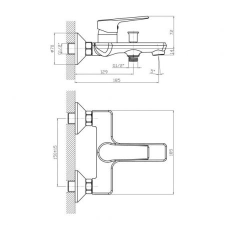 Смеситель для ванны Koller Pool Edge ED0100