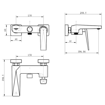 Смеситель для ванны Boheme Venturo 373