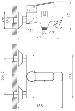 Смеситель для ванны Haiba HB60559