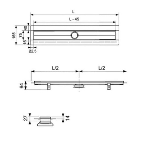 Душевой лоток 150 см Tece TECEdrainline 601500