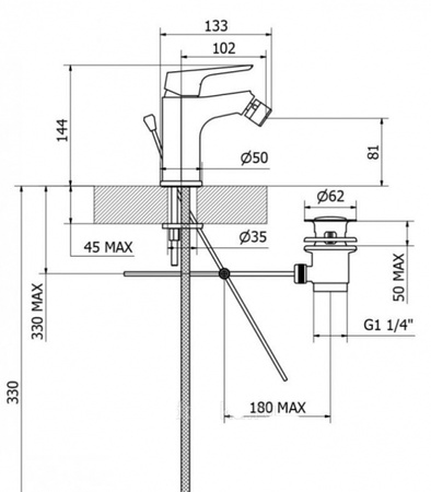 Смеситель для биде Cezares Bitone BITONE-BSM1-01-W0