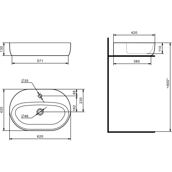 Тумба с раковиной Aquaton Либерти 90 1A2799K5LYC70