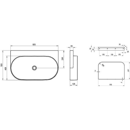 Раковина подвесная Ravak Yard 80 XJX0D080000