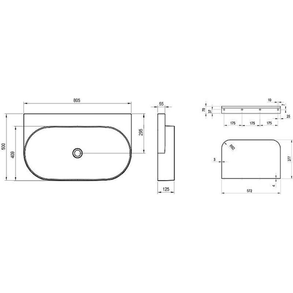 Раковина подвесная Ravak Yard 80 XJX0D080000