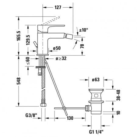 Смеситель для биде Duravit B12400001010