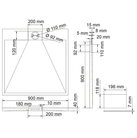 Душевой поддон (90х90) WasserKRAFT Alme 15T03