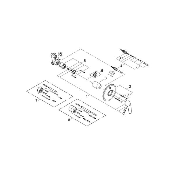 Смеситель для ванны встраиваемый Grohe Euroeco 32747 000 (32747000) хром