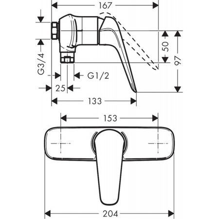 Смеситель для ванны и душа HANSGROHE Novus 71062000
