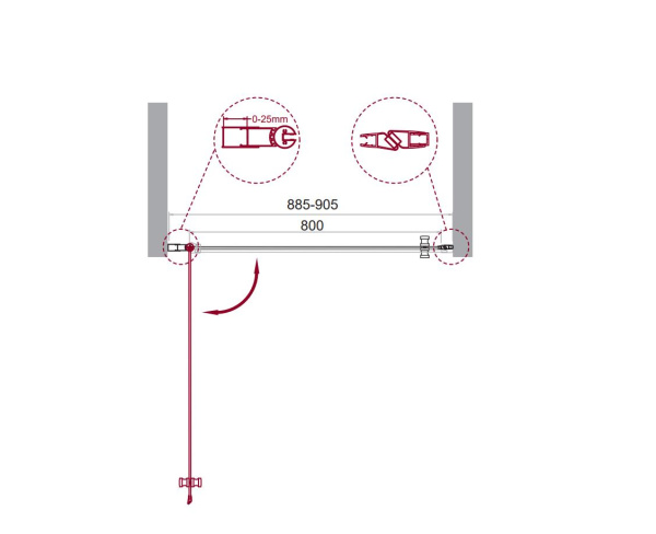 Душевая дверь (90х195) BelBagno ETNA-B-1-90-C-Cr