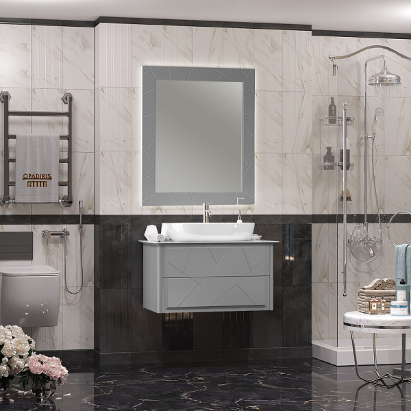 Тумба под раковину Opadiris Луиджи 90   00-00005940 серый матовый (без раковины)