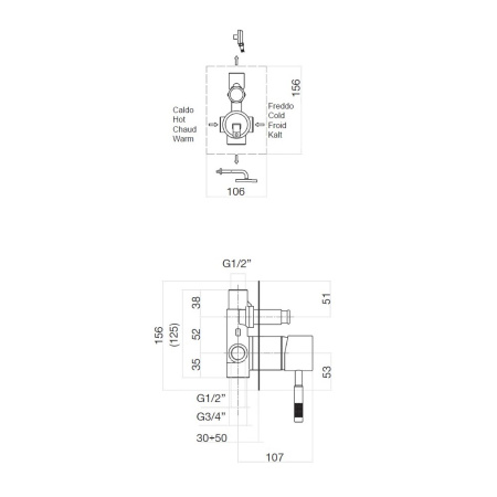 Смеситель для душа встраиваемый Webert Rimini RI860101560, черный