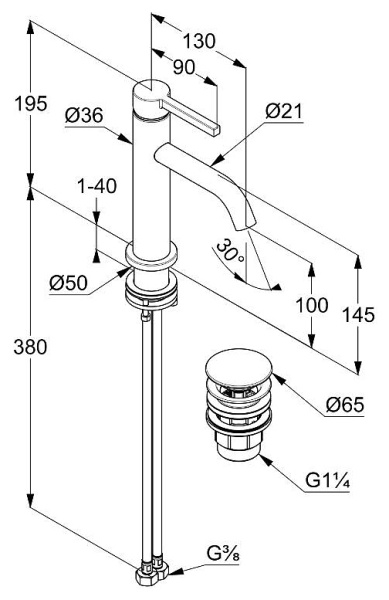 Смеситель для раковины Kludi Nova Fonte 202885315