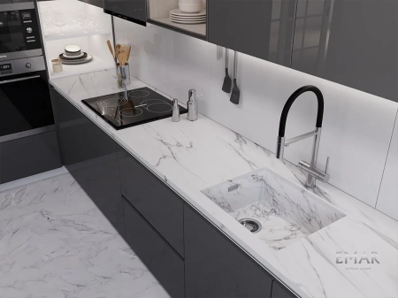 Кухонная мойка (54х44) EMAR EMB-540(UN) White Elegant