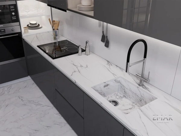 Кухонная мойка (54х44) EMAR EMB-540(UN) White Elegant