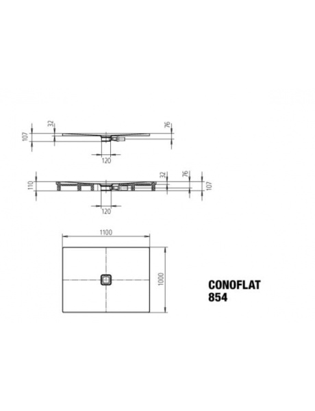 Прямоугольный душевой поддон с опорой (110x 100) Kaldewei Conoflat Surface 467048040001