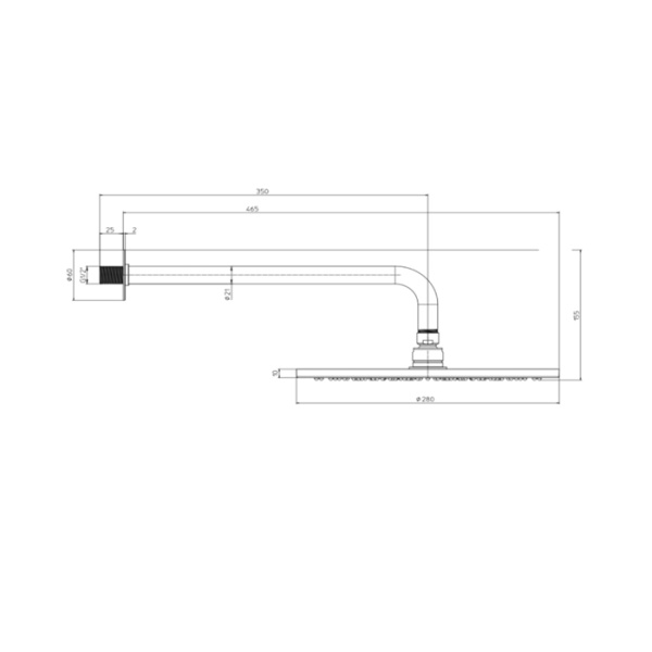 Верхний душ с кронщтейном Bossini Nobu INH031.075 нержавеющая сталь матовая