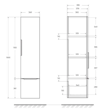 Пенал подвесной Cezares  Premium 55504 Grigio nuvola