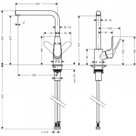 Смеситель для кухонной мойки hansgrohe Focus M41 73881000