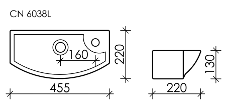 Раковина подвесная (45,5х22) Ceramica Nova ELEMENT CN6038L