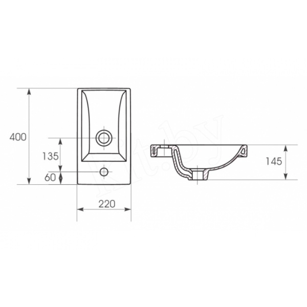 Раковина полувстраиваемая (40х22) СаНта Como40
