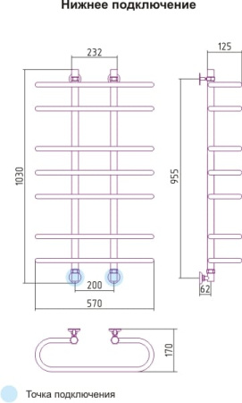 Полотенцесушитель водяной Сунержа Фурор 00-0106-1060