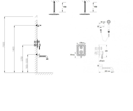 Комплект для душа с изливом Bronze de Luxe WINDSOR 10137/1DF