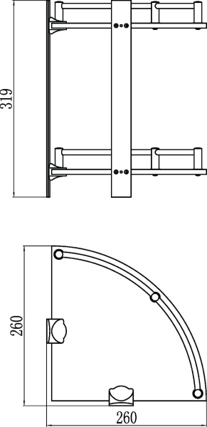 Полка угловая двойная стеклянная Savol S-003021