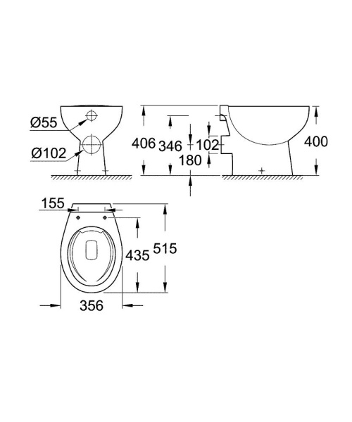 Унитаз приставной безободковый Grohe Bau Ceramic 39430 000 (39430000) Унитаз приставной безободковый Grohe Bau Ceramic 39430 000 (39430000)