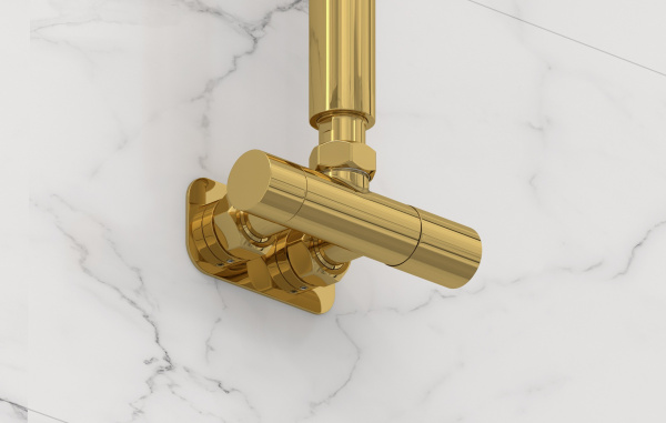 Вентиль Сунержа угловой EU50 (1 х G 1/2" НР х G 3/4" НГ) 03-1425-1234 золотой глянцевый