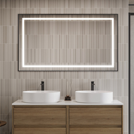 Зеркало (140х80) BelBagno Kraft  SPC-KRAFT-1400-800-SENS-NERO с подсветкой