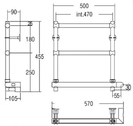 Полотенцесушитель электрический Margaroli Sole 5403704CRNB