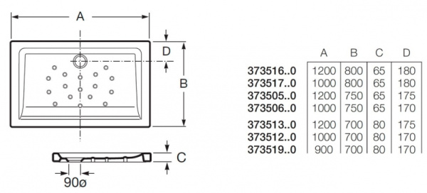 Душевой поддон Roca 373516000