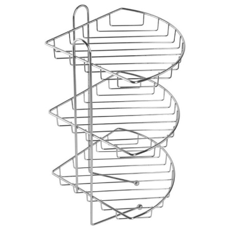 Полка трехъярусная угловая с крючками Milardo , проволока стальная (110WC30M44)