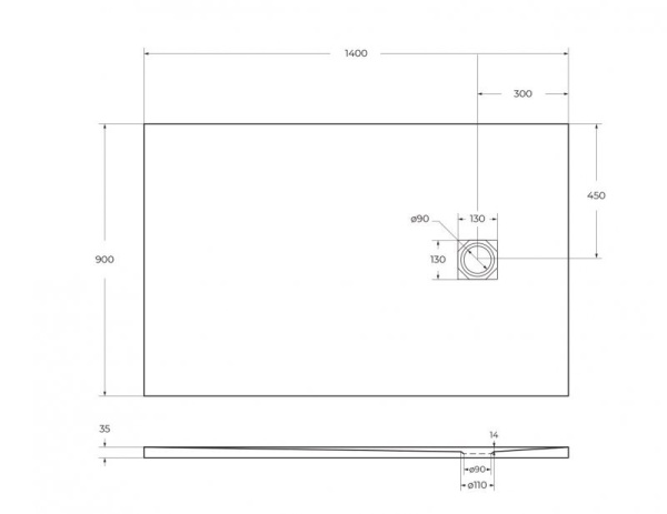 Поддон из искусственного мрамора BelBagno TRAY-MR-UNO-AH-140/90-35-W Поддон из искусственного мрамора BelBagno TRAY-MR-UNO-AH-140/90-35-W