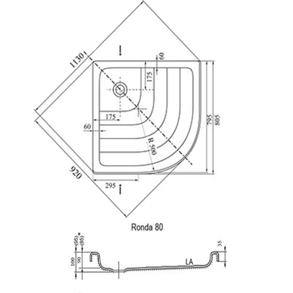Душевой поддон Ravak Ronda-80 LA 80х80 см A214001220