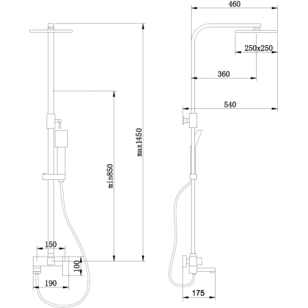 Душевая стойка ABBER Daheim AF8216SPL с изливом, сатин