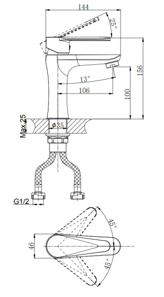 Смеситель для раковины RUSH Denis DN0335-11