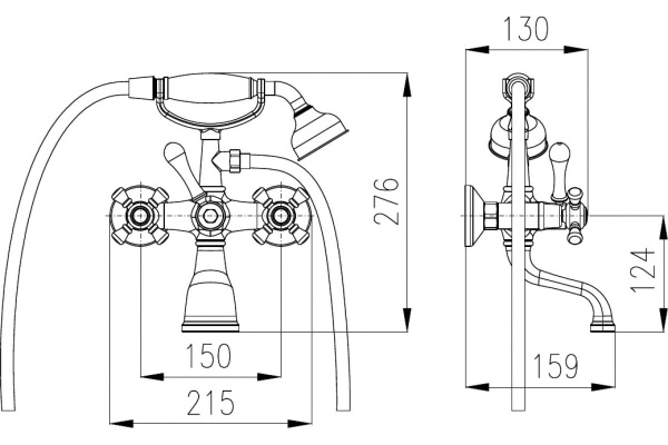 Смеситель для ванны Rav Slezak Morava Retro MK359.5/2CMATSM