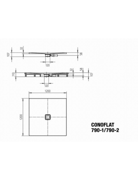 Квадратный душевой поддон (120 x 120) Kaldewei Conoflat 466000010001