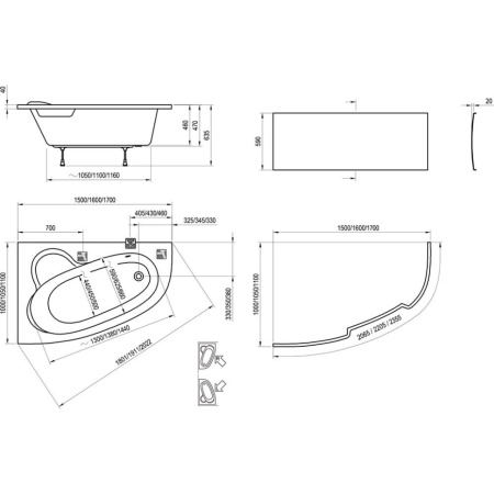 Ванна акриловая Ravak Asymmetric L (150x100) C441000000
