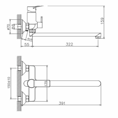 Смеситель для ванны Haiba HB22559