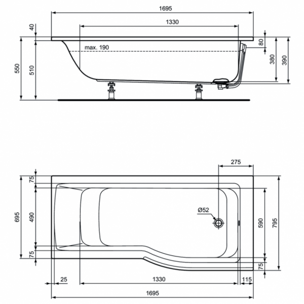 Ванна акриловая (170х80) Ideal Standard CONNECT AIR E113501 Ванна акриловая (170х80) Ideal Standard CONNECT AIR E113501