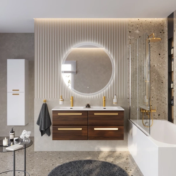 Тумба под раковину Cezares ECO-CER-N-1200-4C-SO-2-NCS-P Орех шоколад Софт без ручек