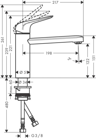 Смеситель для кухни Hansgrohe Focus M42 CoolStart, EcoSelection 71805000 хром