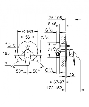 Смеситель для ванны Grohe BauEdge New 29079 001 (29079001) хром